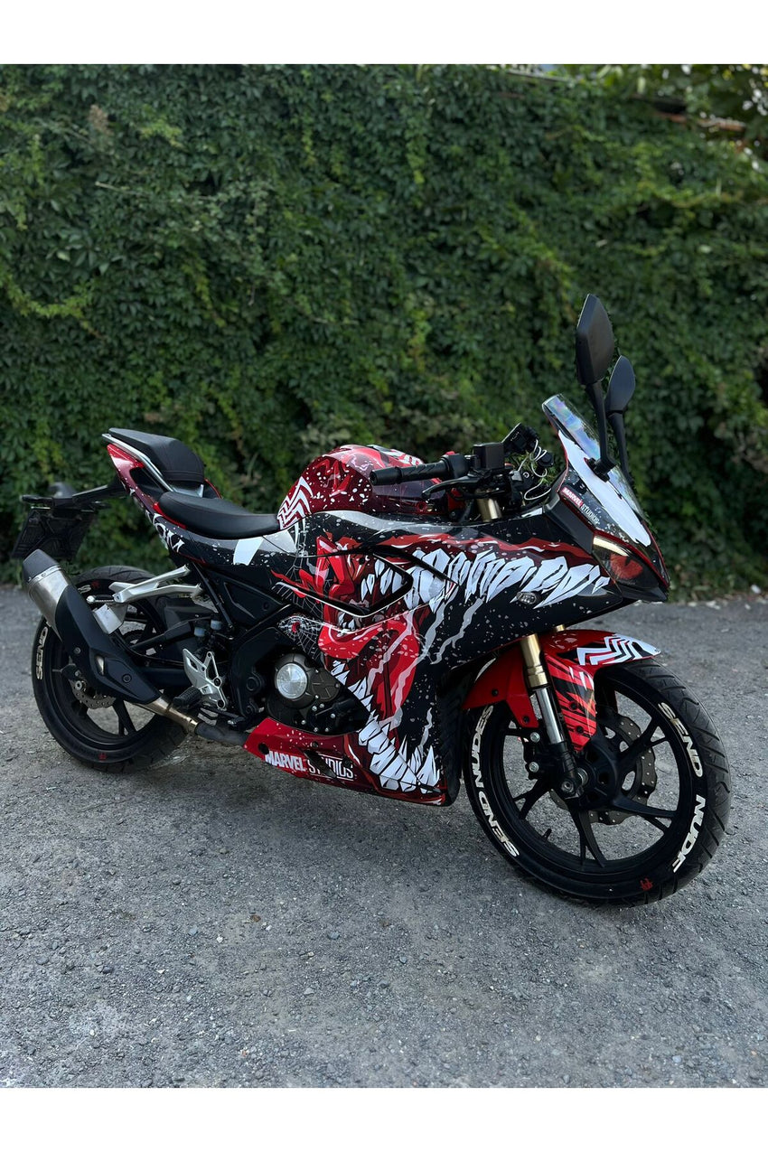 Bajaj Pulsar RS 200 Pembe Şimşek Desenli Tam Kaplama Grafik Kiti, Motosiklet Sticker Seti Çıkartması