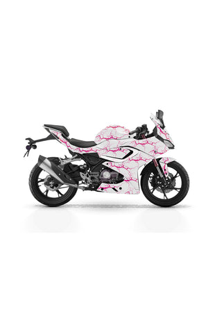 Bajaj Pulsar RS 200 Beyaz Şimşek Desenli Tam Kaplama Grafik Kiti, Motosiklet Sticker Seti Çıkartması